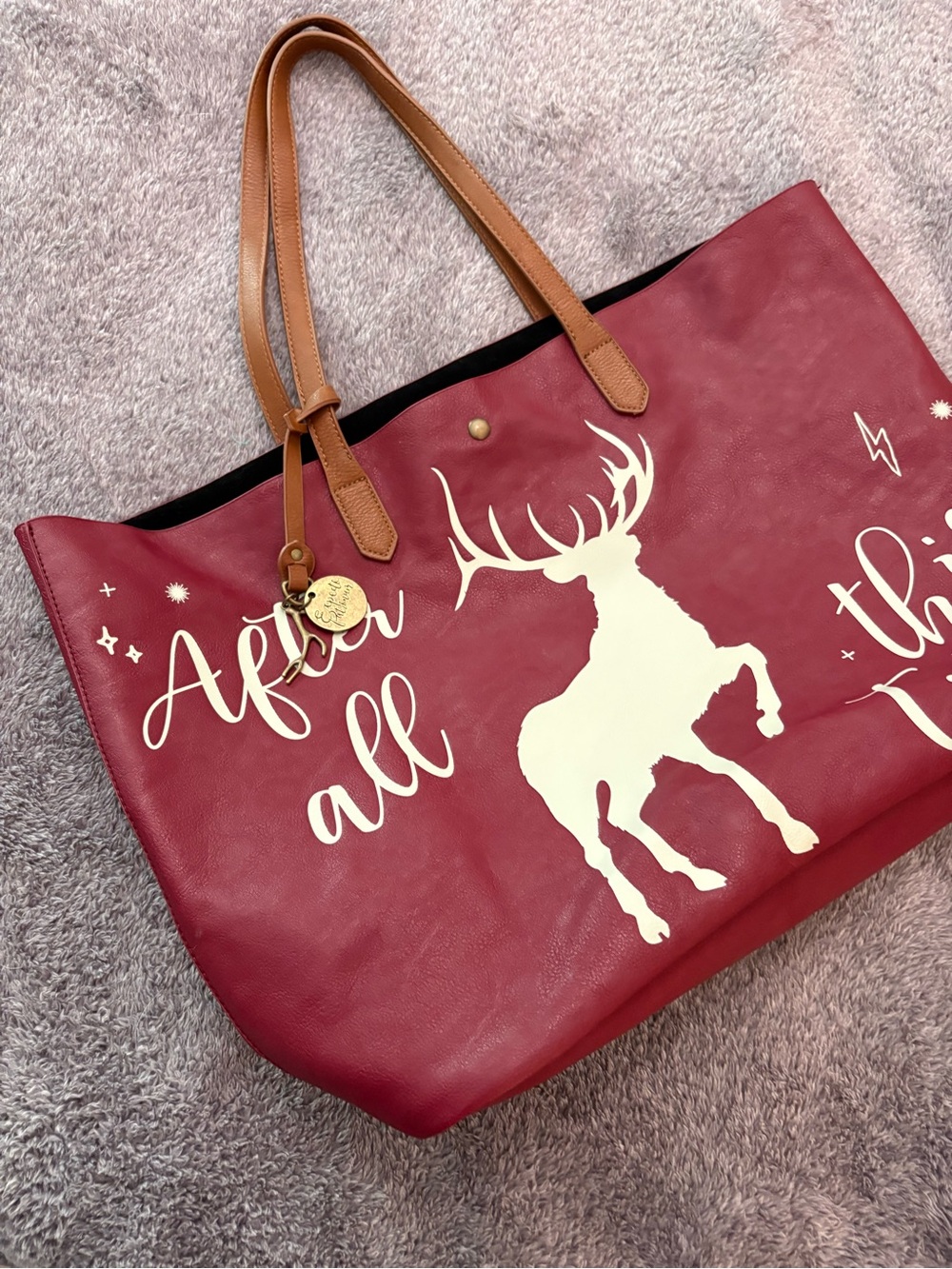 Box Lunch EXCLUSIVE Harry Potter “Always” Burgundy Patronus Tote Bag - Picture 2 of 12